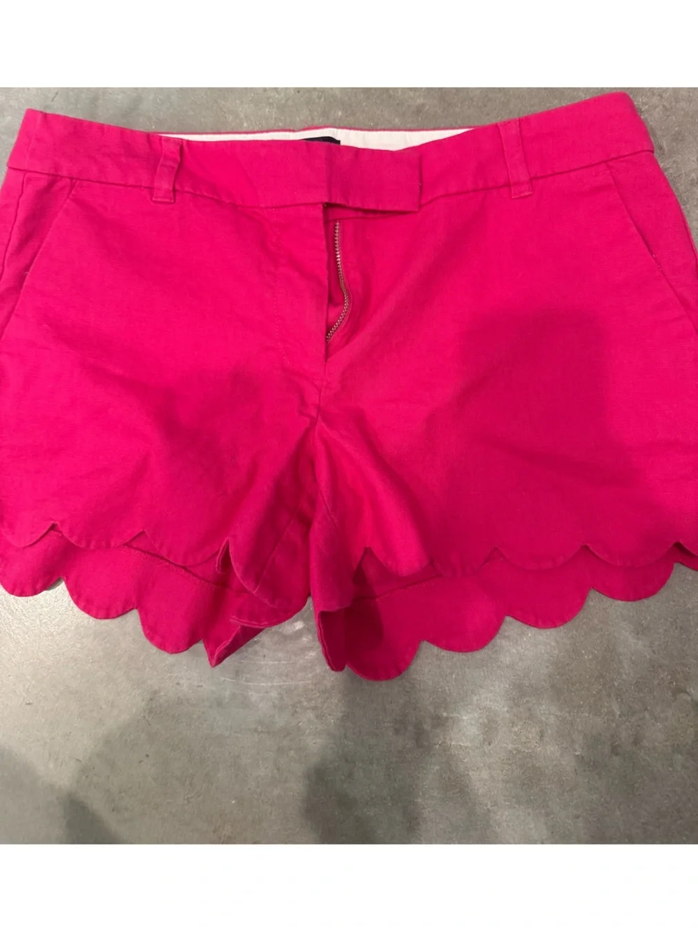 J. Crew Hot Pink Scallop Hem High Waist Shorts